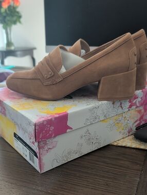 Chinese Laundry Suede Leather Block Heel Loafers